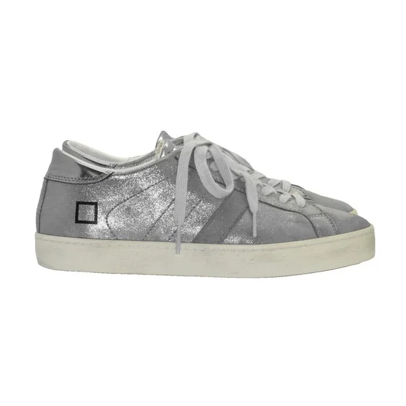 A6 Auth D.A.T.E. Stardust Silver Nubuck Leather Low Top Sneakers Size 6.5 EU 37 - Picture 2 of 6